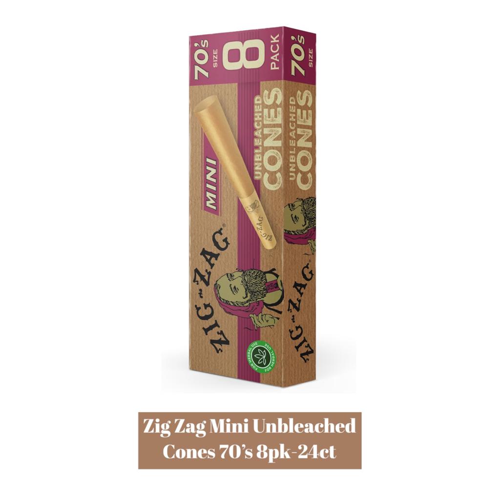 Zig Zag- Unbleached Cone Mini Size 70's - 8pack - Rolling Papers Zig Zag wholesale supplier Aonecostumer