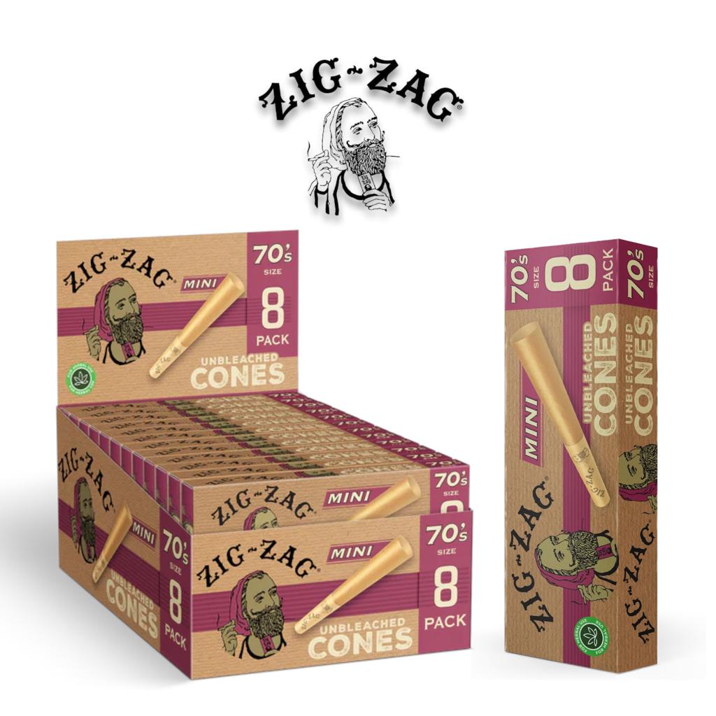 Zig Zag- Unbleached Cone Mini Size 70's - 8pack - Rolling Papers Zig Zag wholesale supplier Aonecostumer