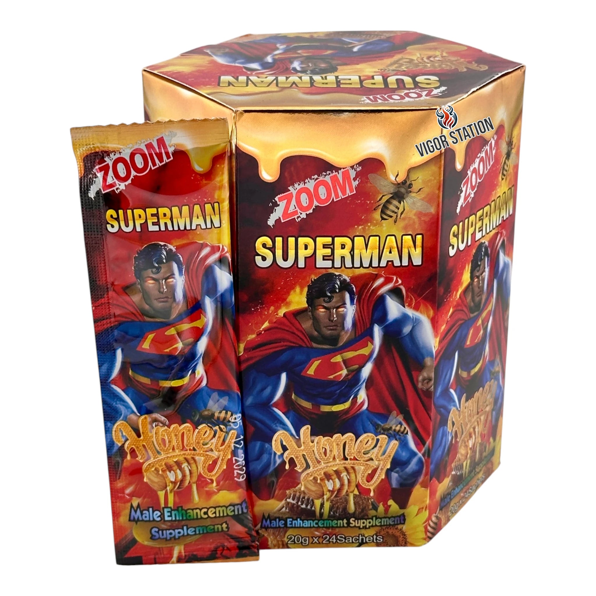 Zoom Superman Honey – 24 Pack - Honey Packs Vigor Station wholesale supplier Aonecostumer