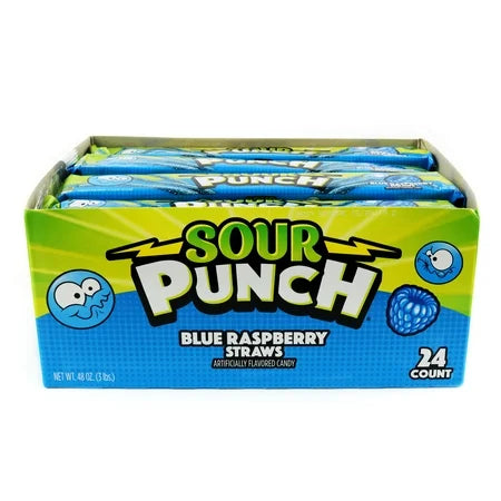 Sour Punch Straws Blue Raspberry – 24ct Box - My Store wholesale supplier Aonecostumer