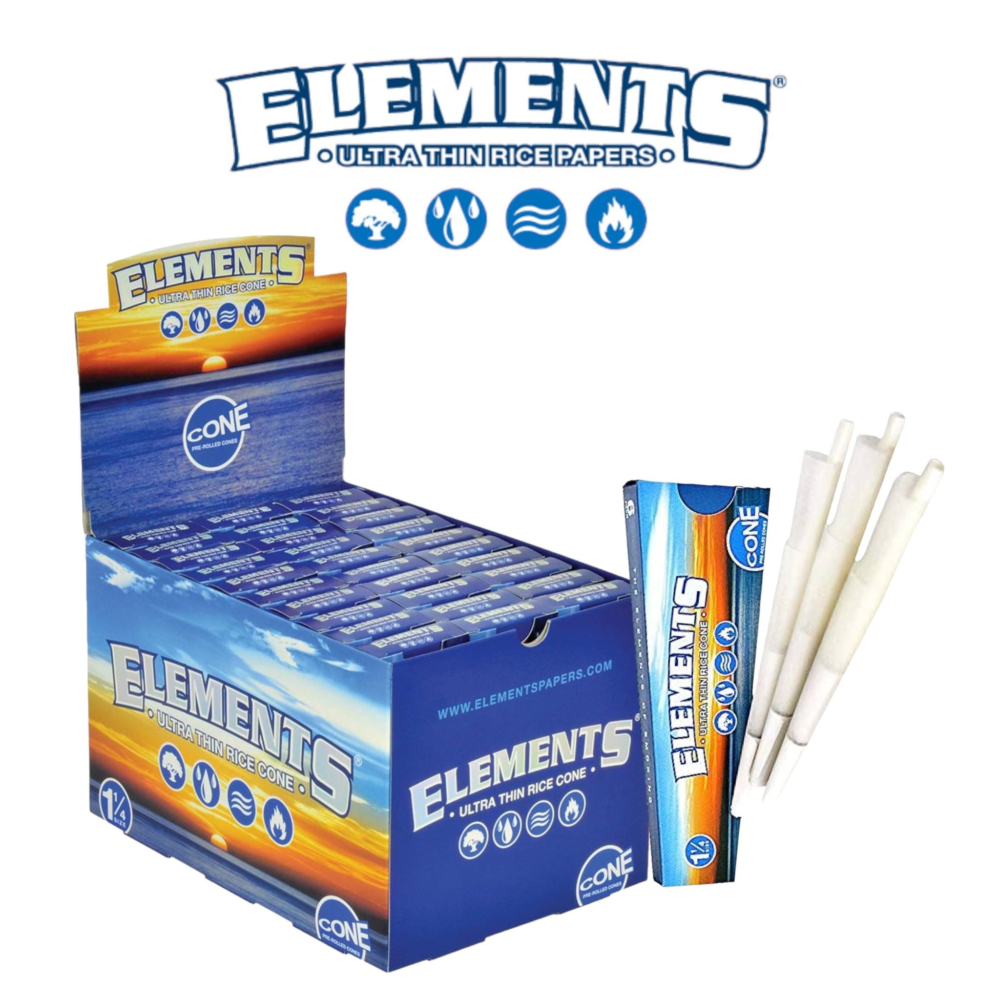 Elements Cone 1 1/4 6pk-30ct - Rolling Papers Elements wholesale supplier Aonecostumer