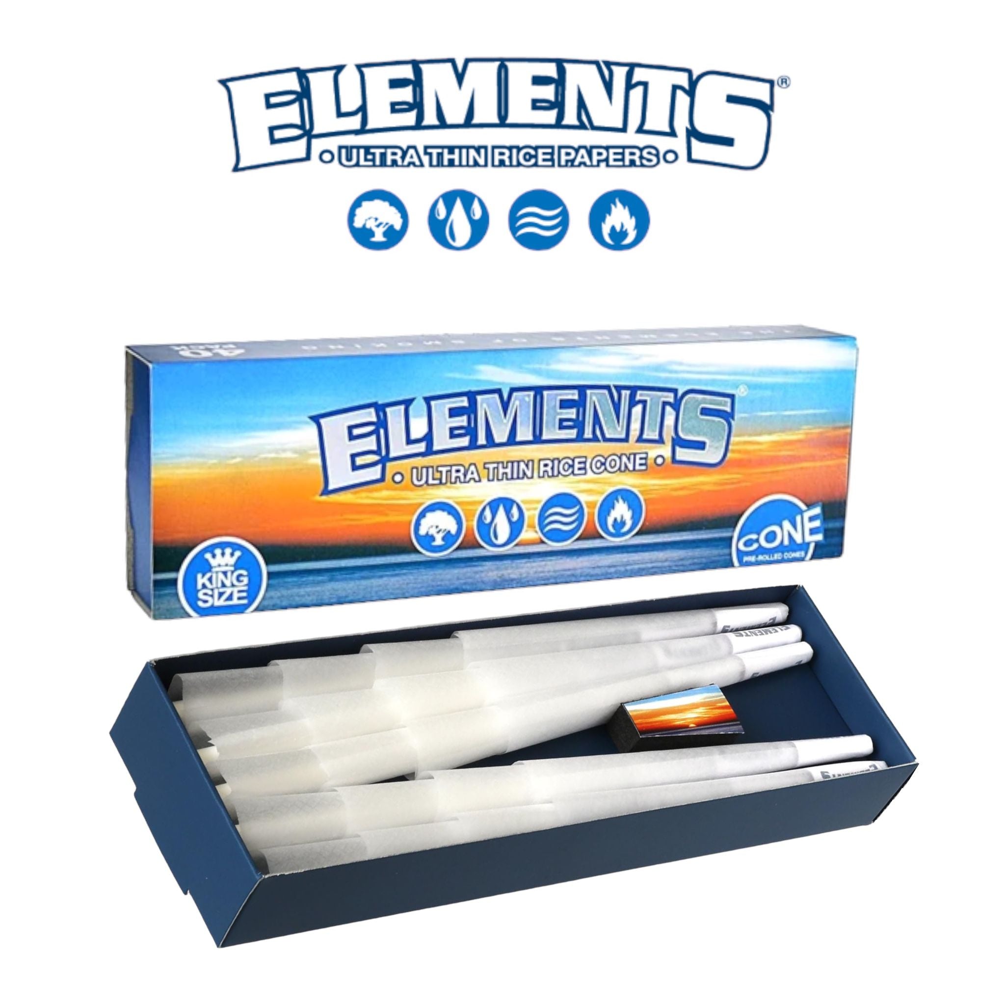 Elements Cone King Size-40ct - Rolling Papers Elements wholesale supplier Aonecostumer