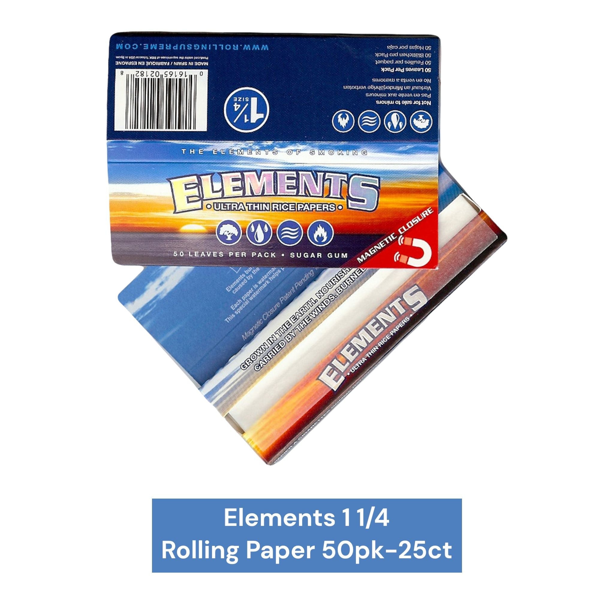 Elements Rolling Paper 1 1/4-25ct - Rolling Papers Elements wholesale supplier Aonecostumer