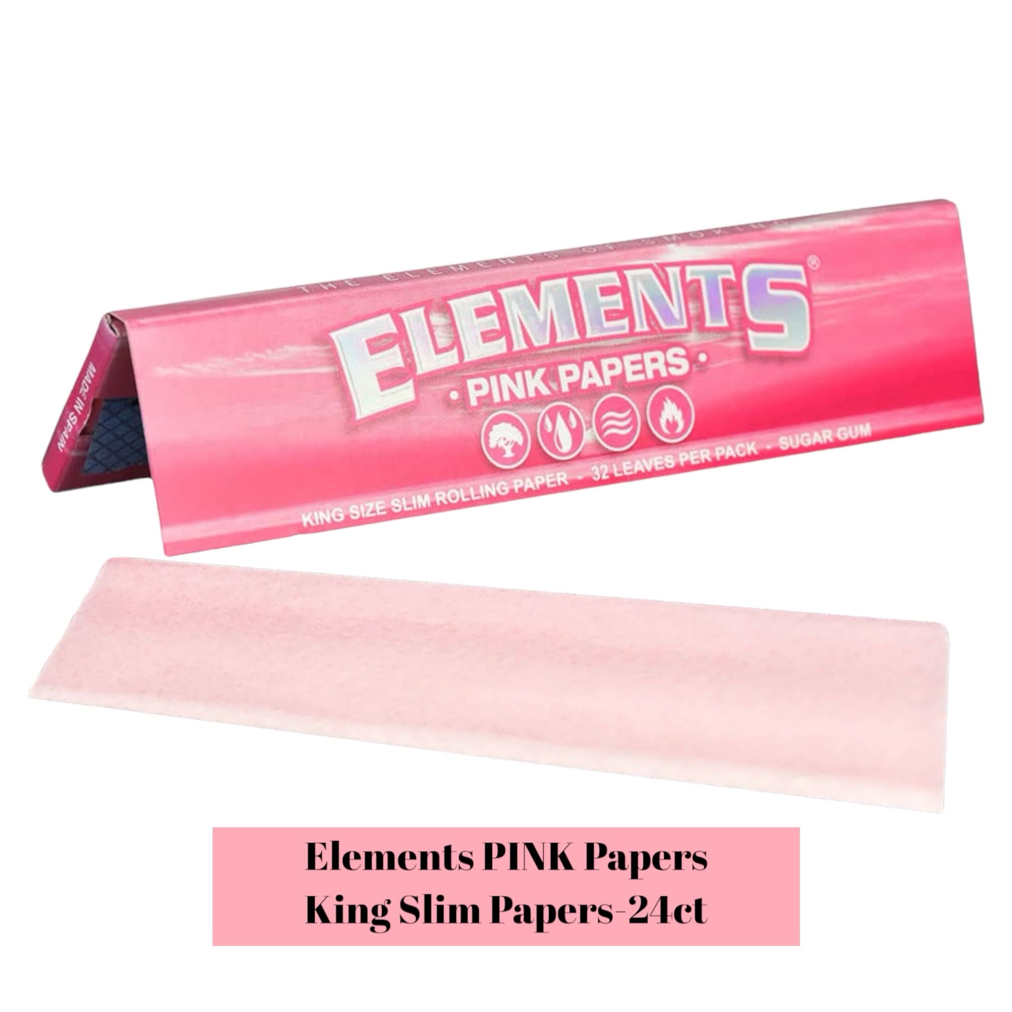 Elements Rolling Paper Pink King Slim - 50ct - Rolling Papers Elements wholesale supplier Aonecostumer