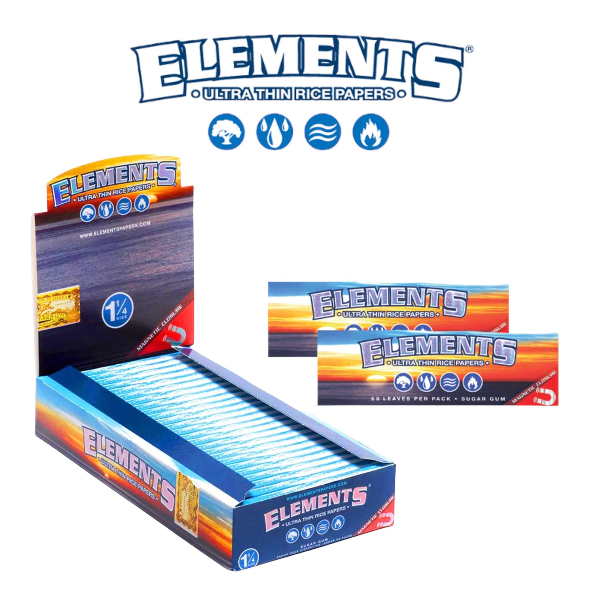 Elements Rolling Paper 1 1/4-25ct - Rolling Papers Elements wholesale supplier Aonecostumer