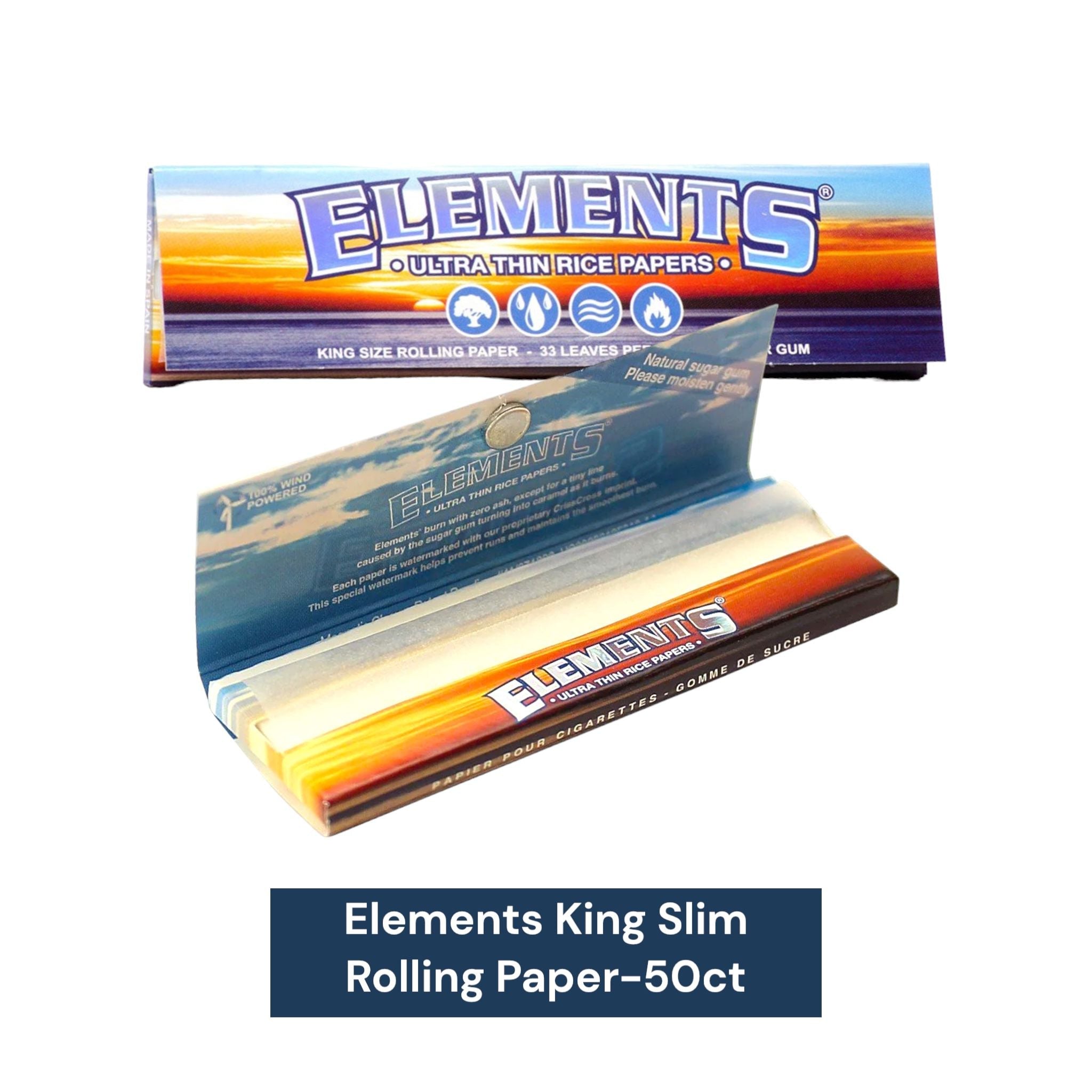 Elements Rolling Paper King Slim-50ct - Rolling Papers Elements wholesale supplier Aonecostumer