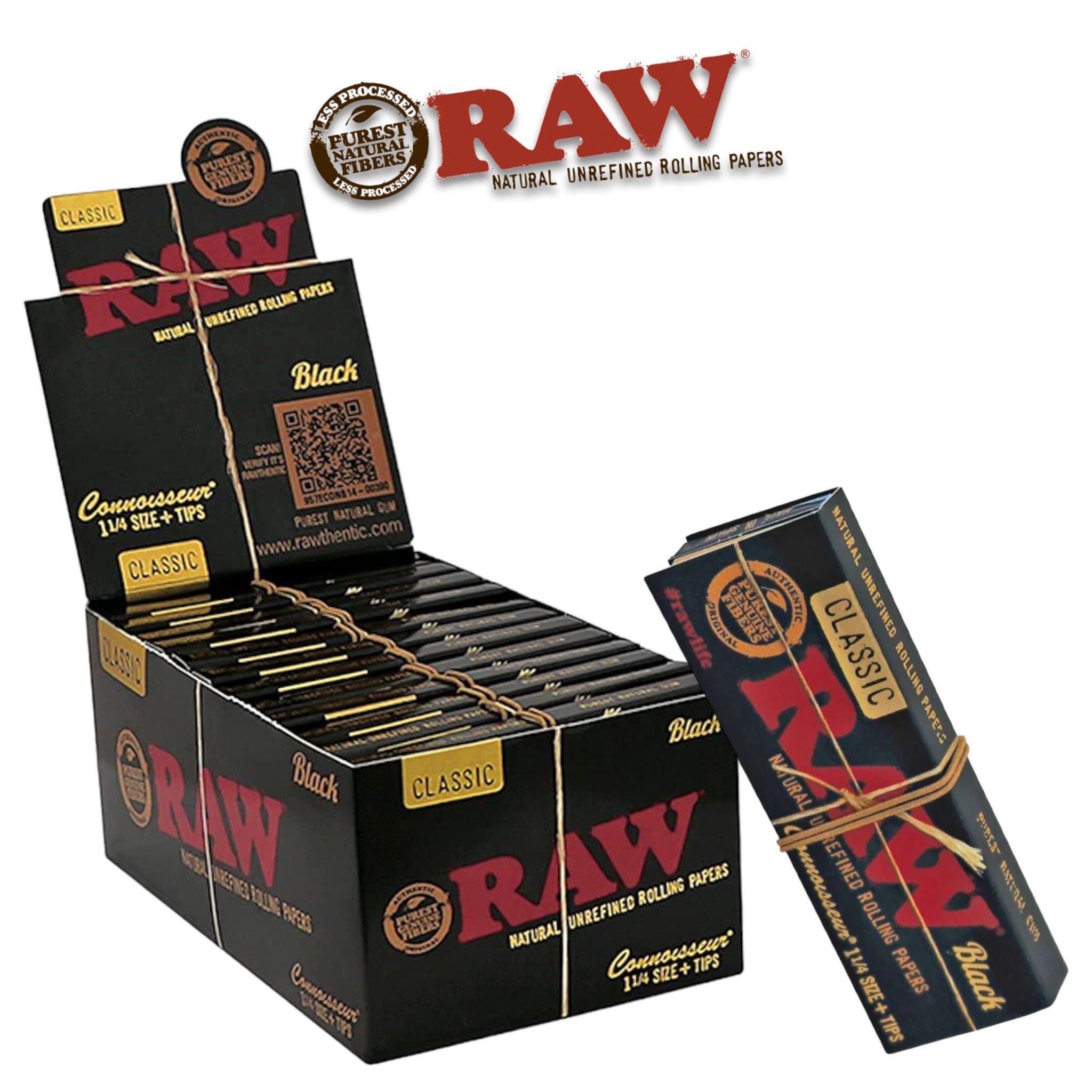 Raw Black Connoisseur Papers+Tips1 1/4-24ct - Rolling Papers Raw wholesale supplier Aonecostumer