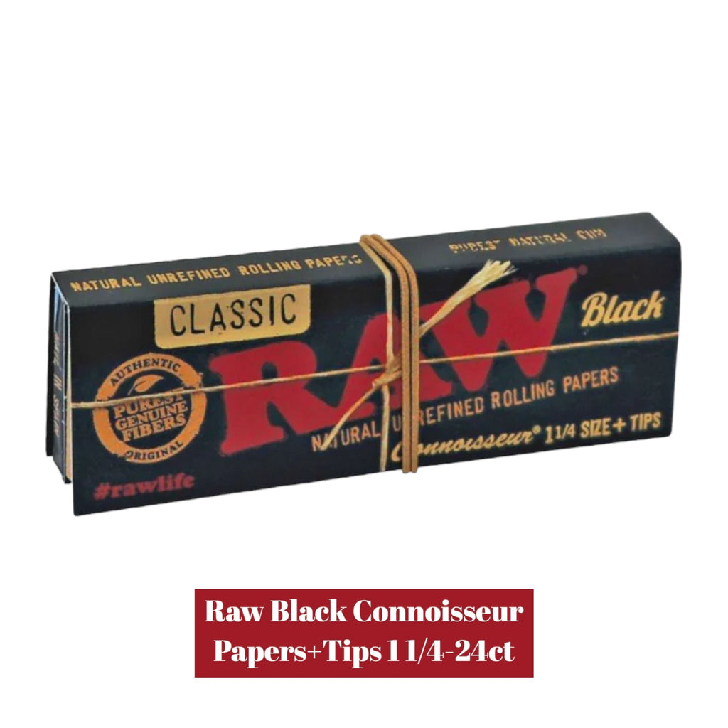 Raw Black Connoisseur Papers+Tips1 1/4-24ct - Rolling Papers Raw wholesale supplier Aonecostumer