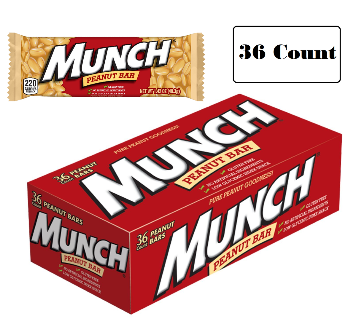 Munch Peanut Candy Bar 1.42 Ounce 36 Count - My Store wholesale supplier Aonecostumer