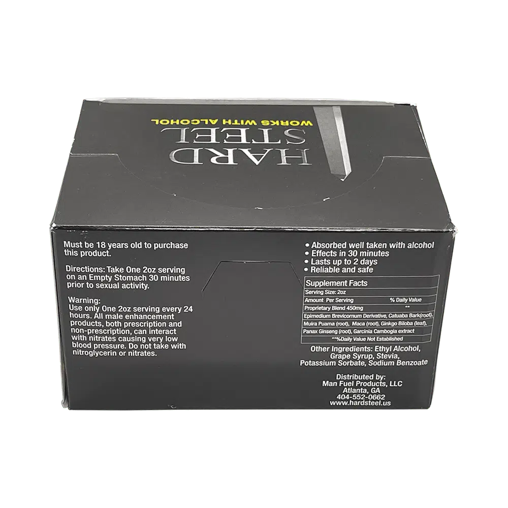 Hard Steel Male Enhancement Liquid Shot, 12 Shots